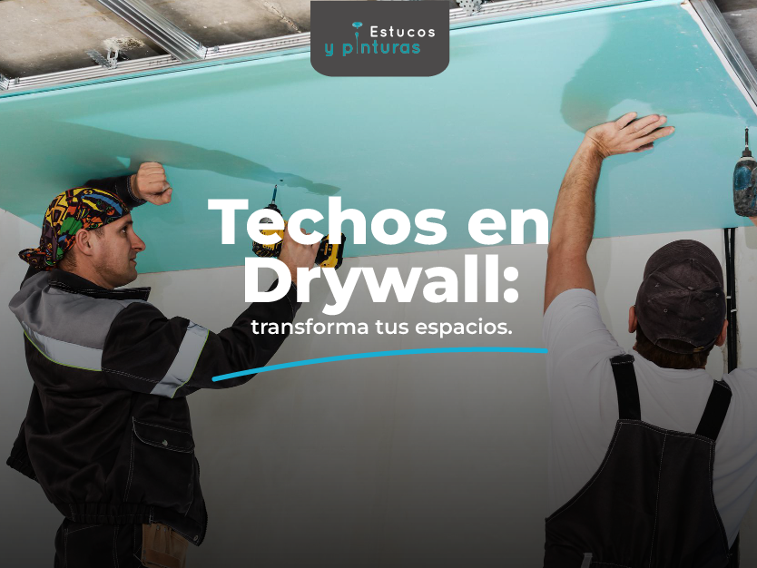 banner de trabajadores instalando techos en drywall